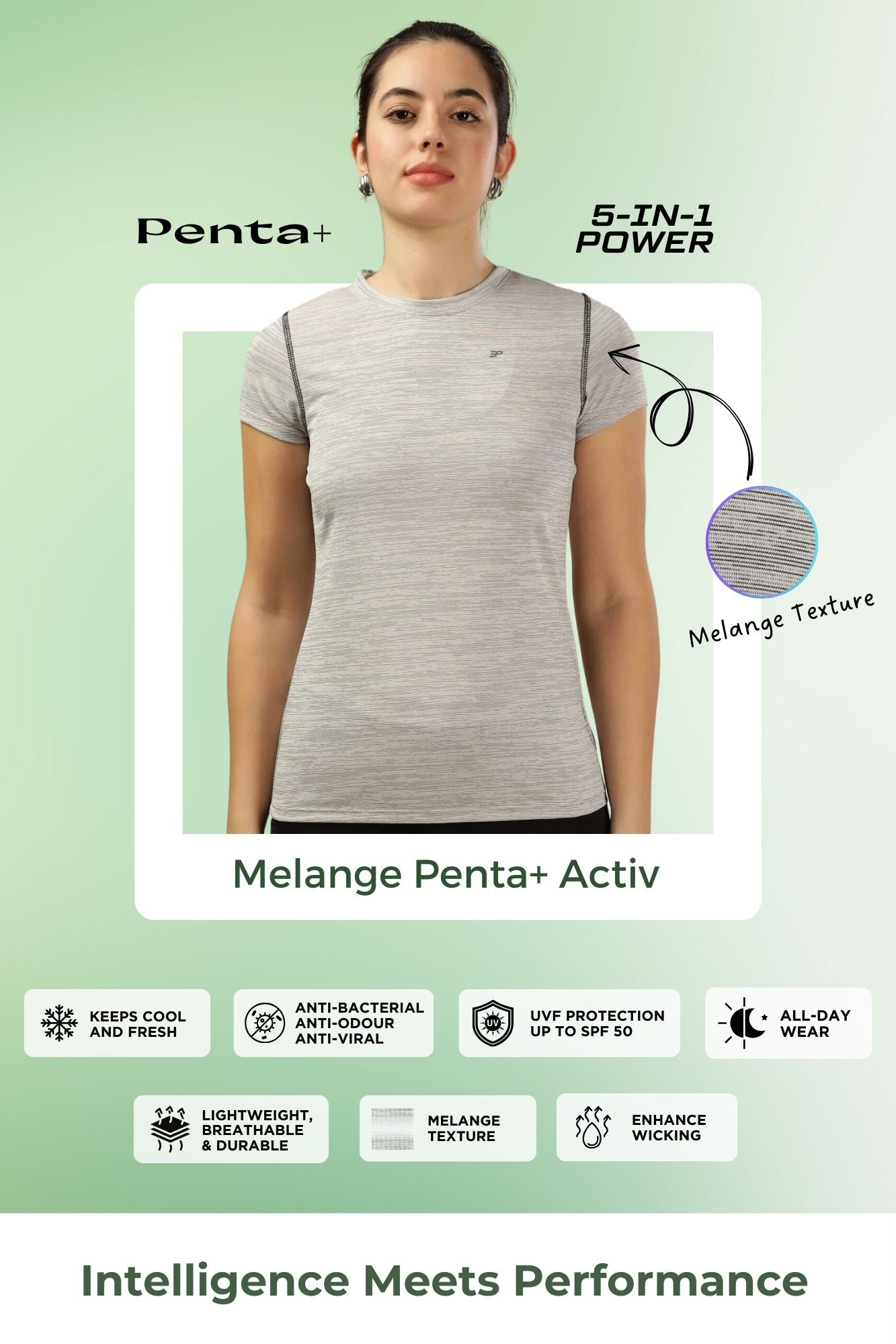 Women's Melange UV Protect & Cooling Active T-shirt