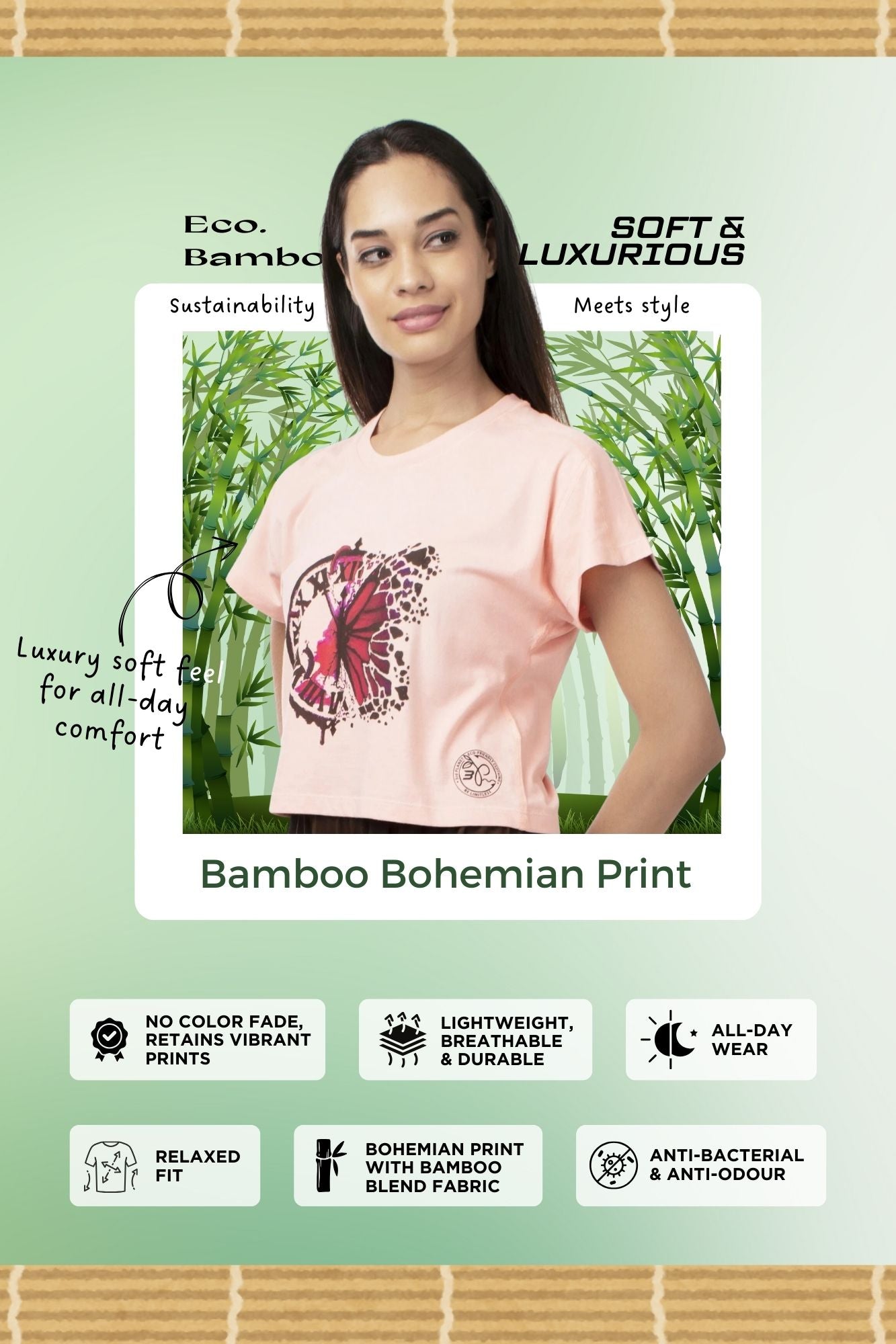 Women's Bamboo Bohemian Crop Tee