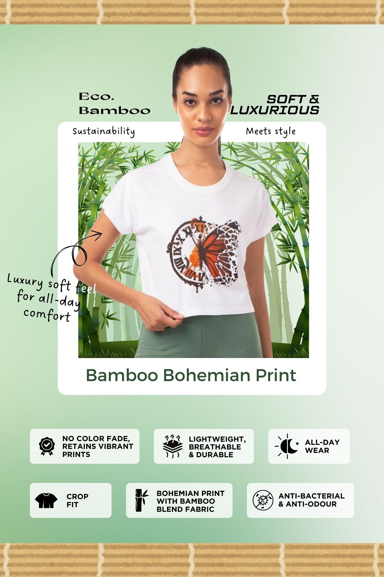 Women's Bamboo Bohemian Crop Tee