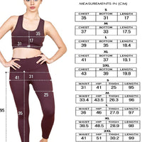 Set Of 2 Burgundy Sports Bra-Legging Set For Women