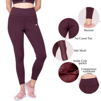 Set Of 2 Burgundy Sports Bra-Legging Set For Women