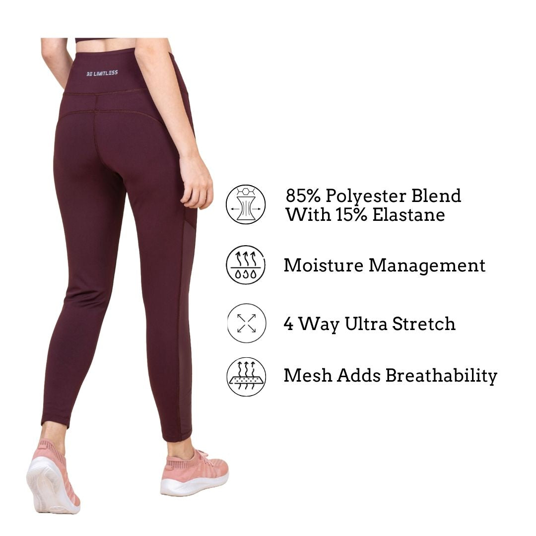 Set Of 2 Burgundy Sports Bra-Legging Set For Women