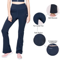 Set Of 2 Midnight Blue Sports Bra-Flared Legging Set For Women