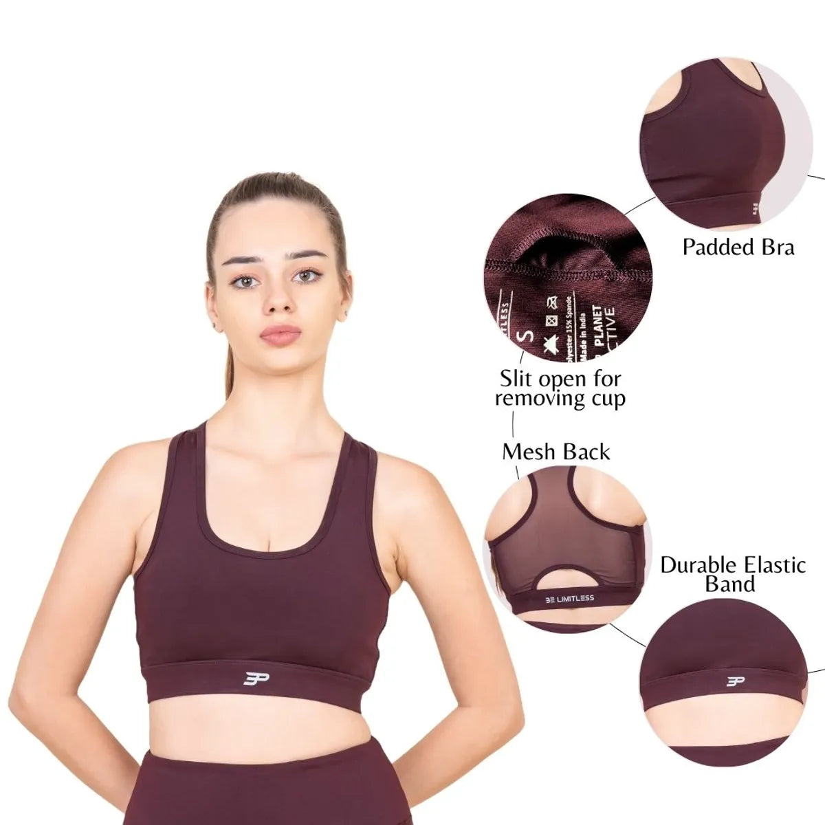 Set Of 2 Burgundy Sports Bra-Legging Set For Women