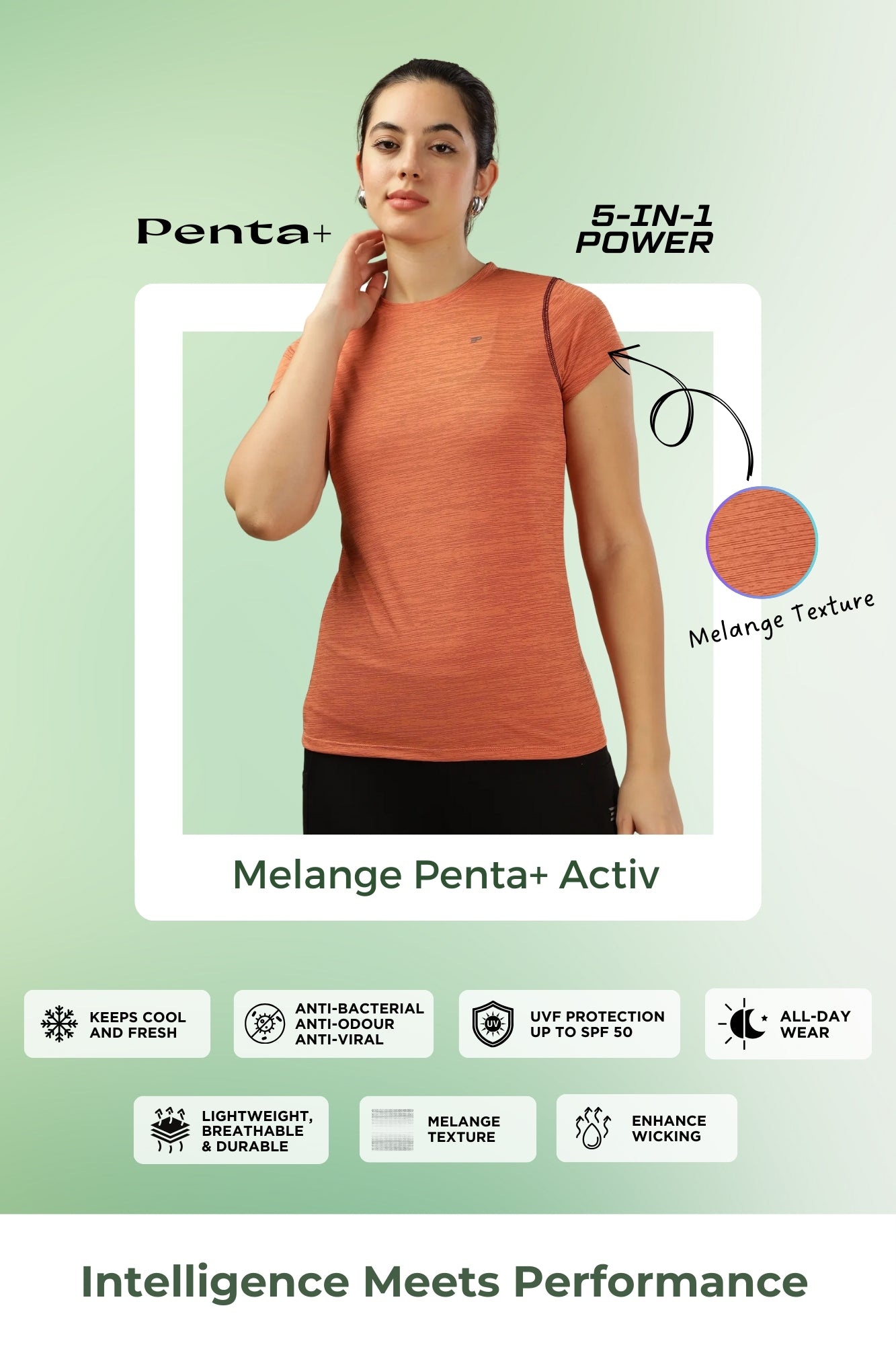 Women's Melange UV Protect & Cooling Active T-shirt
