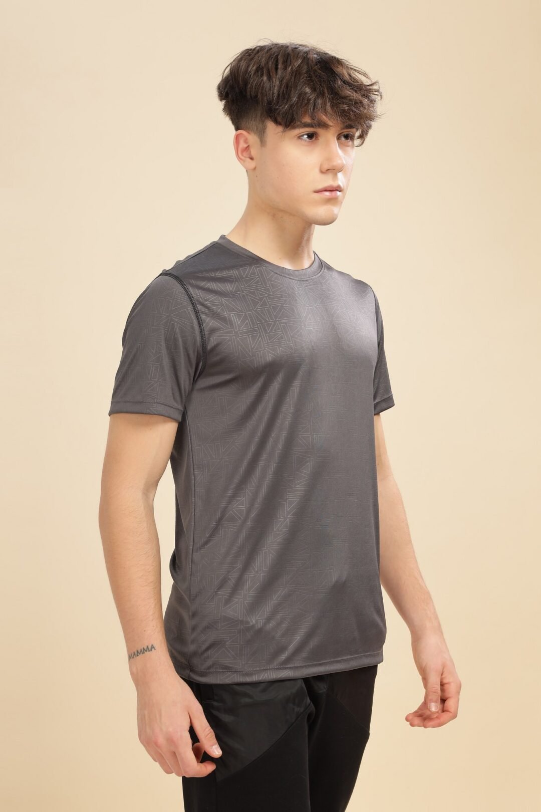 Men's Geometric Penta Tee - Dark Grey - Image 5