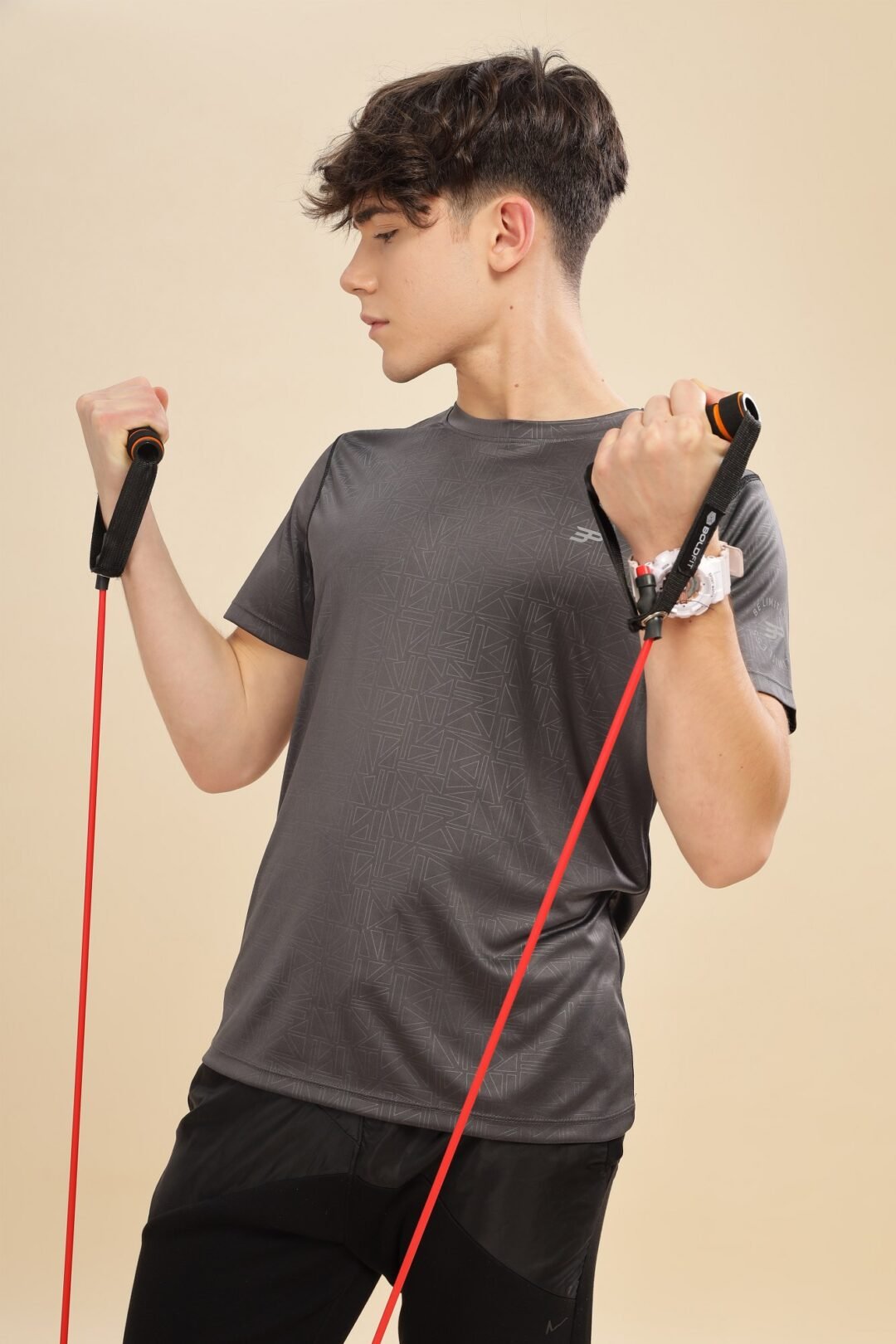 Men's Geometric Penta Tee - Dark Grey - Image 2