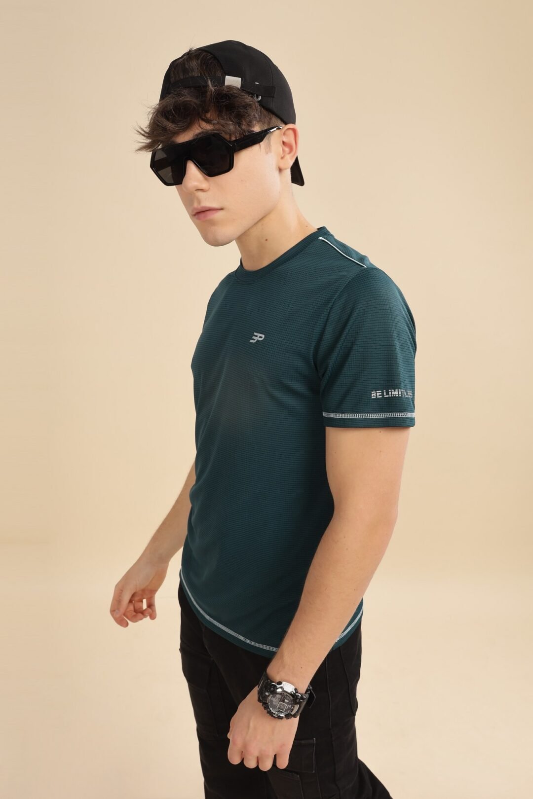 Men's Texture Penta Activ Tee - Bottle Green - Image 8