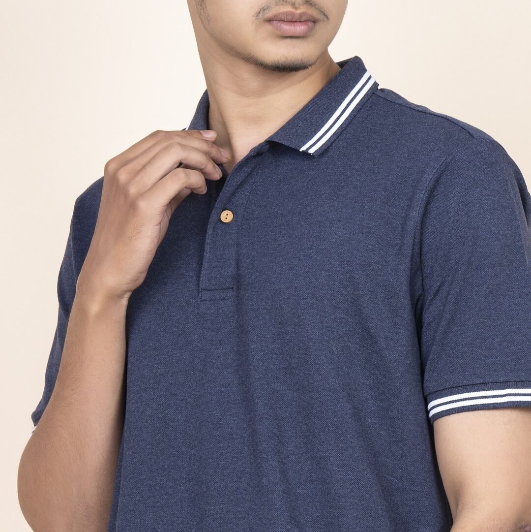 Men's Recycled Polo Tee - Navy Denim - Image 7