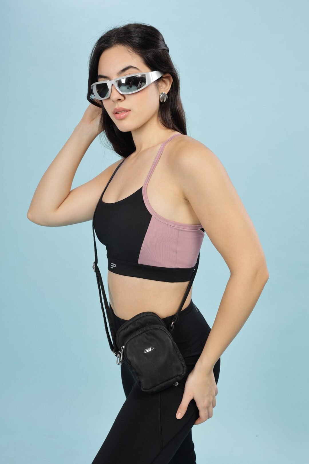 Racer Back Dual Tone Bra - Mauve Noir - Image 7