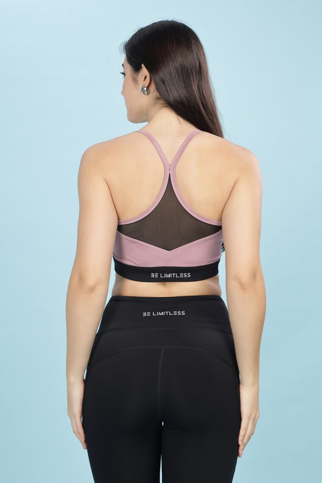 Racer Back Dual Tone Bra - Mauve Noir - Image 4