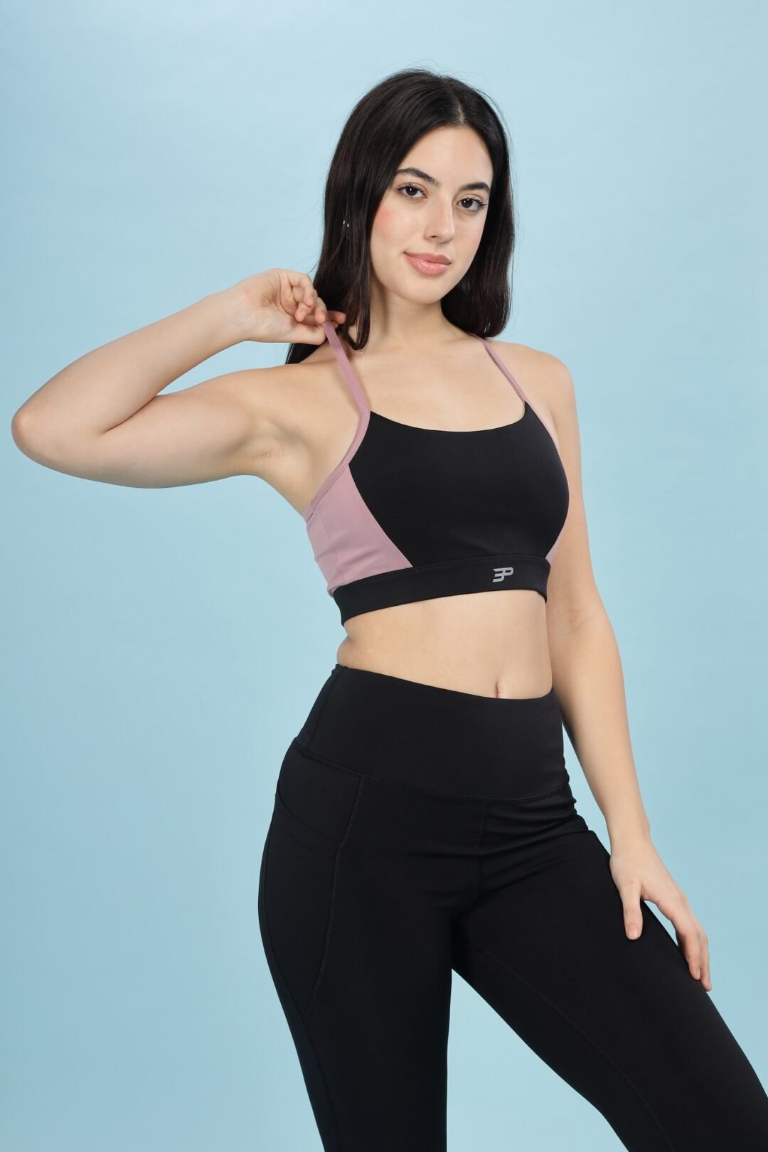 Racer Back Dual Tone Bra - Mauve Noir - Image 6