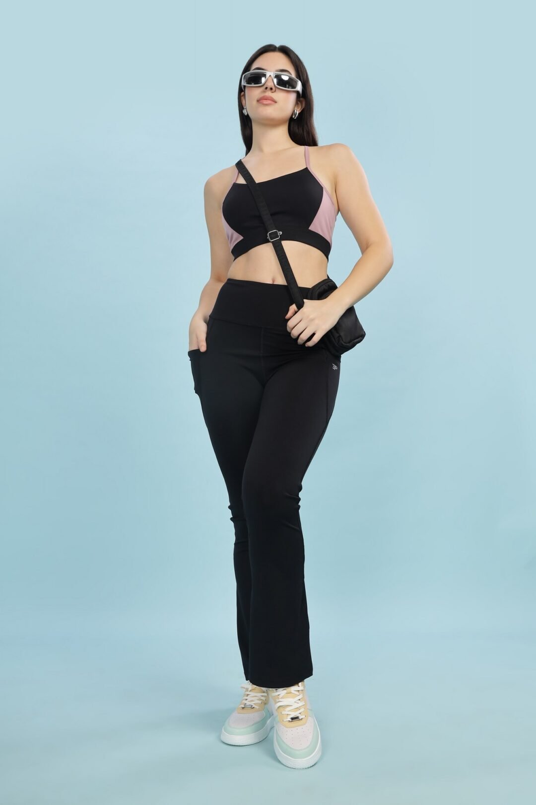 Racer Back Dual Tone Bra - Mauve Noir - Image 2