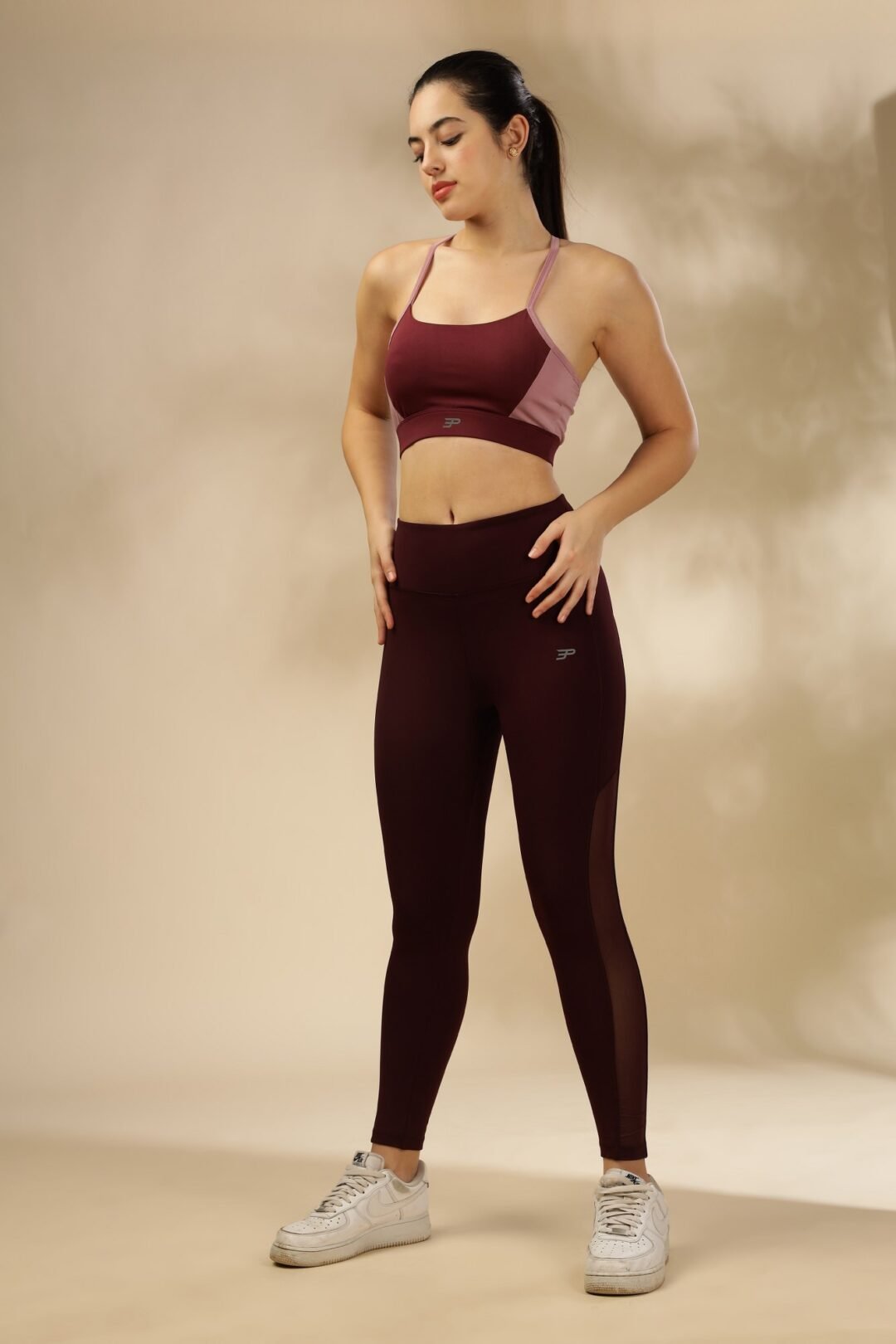 Racer Back Dual Tone Bra- Mauve Wine - Image 7