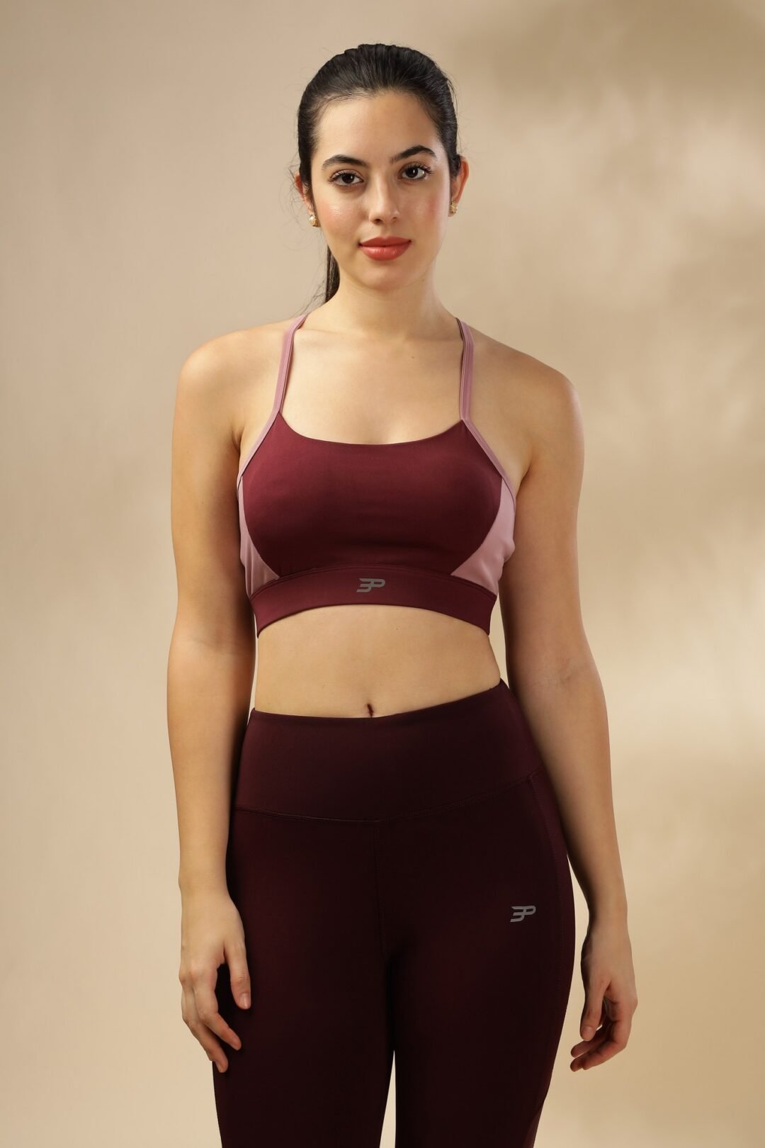 Racer Back Dual Tone Bra- Mauve Wine
