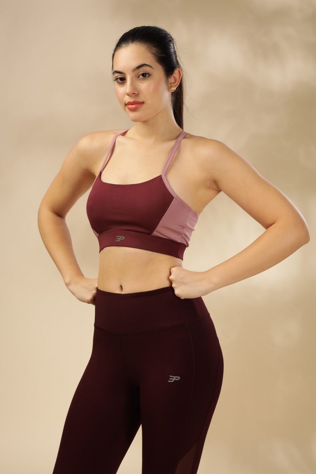 Racer Back Dual Tone Bra- Mauve Wine - Image 5