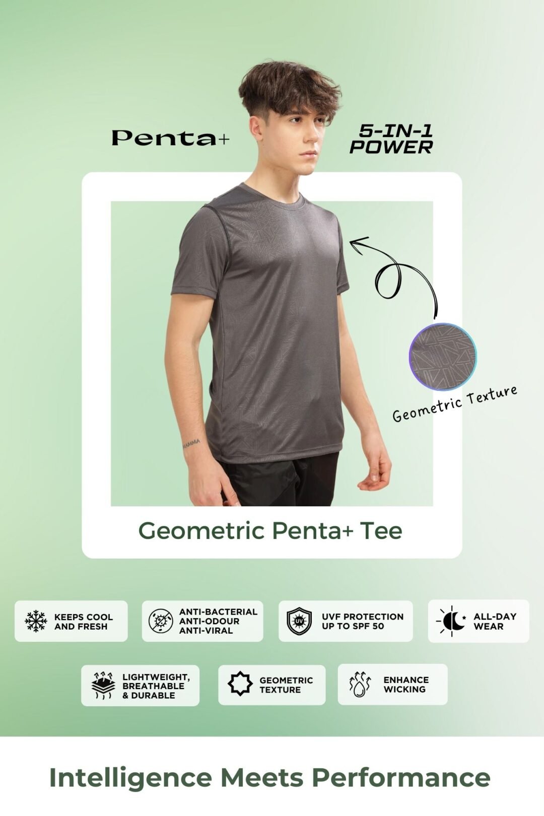 Men's Geometric Penta Tee - Sky Blue - Image 4