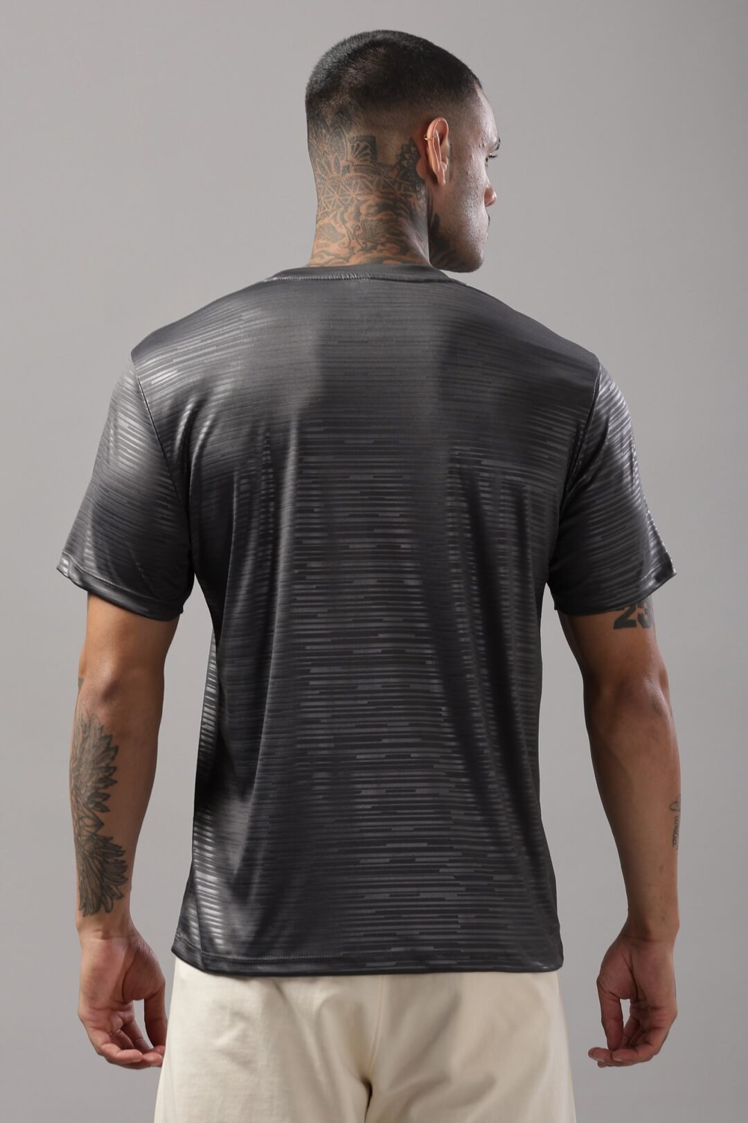 Mens Emboss Texture Tee-Dark Grey - Image 3