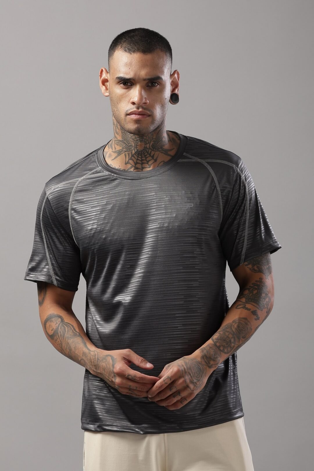 Mens Emboss Texture Tee-Dark Grey