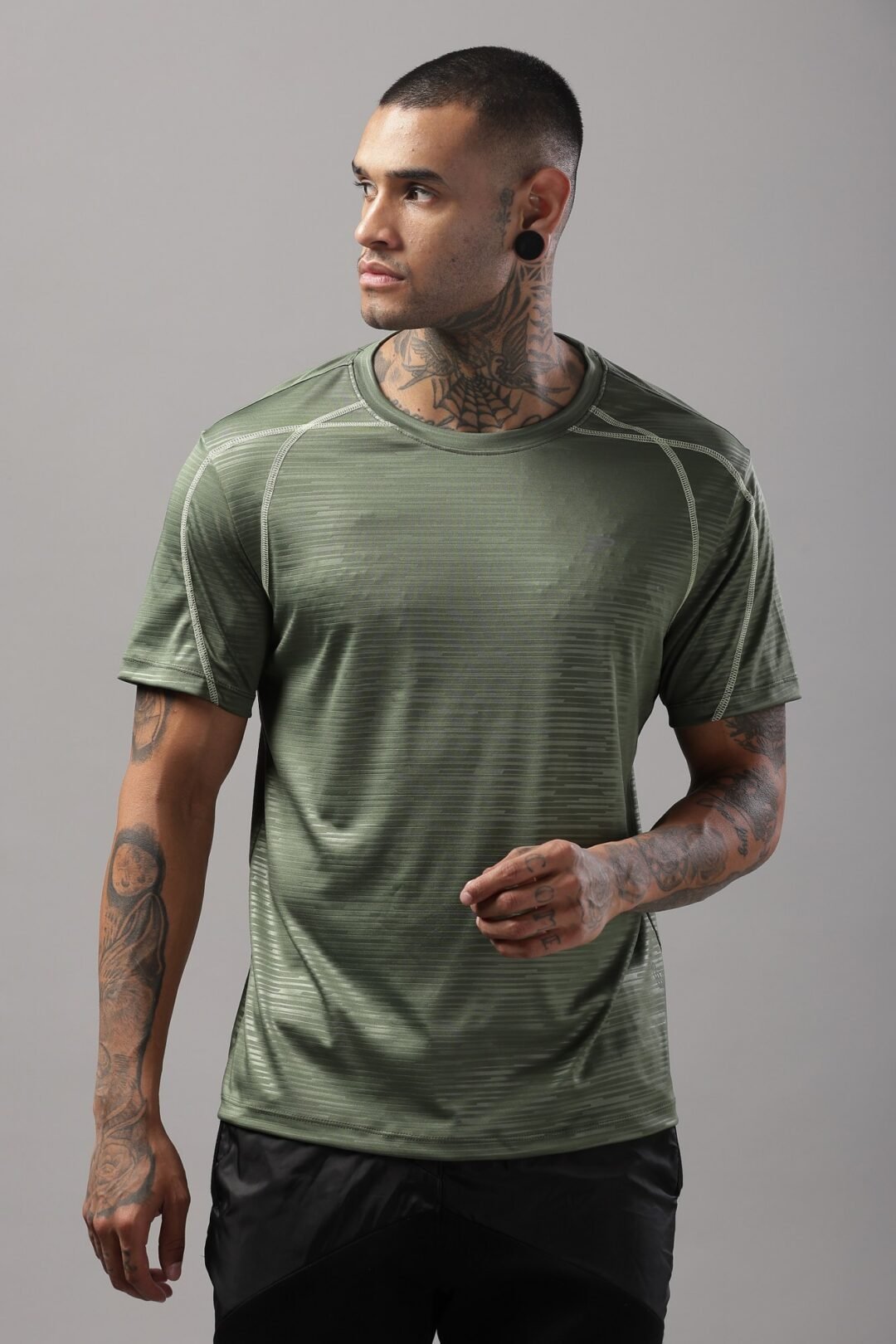 Mens Emboss Texture Tee-Grape Green - Image 7