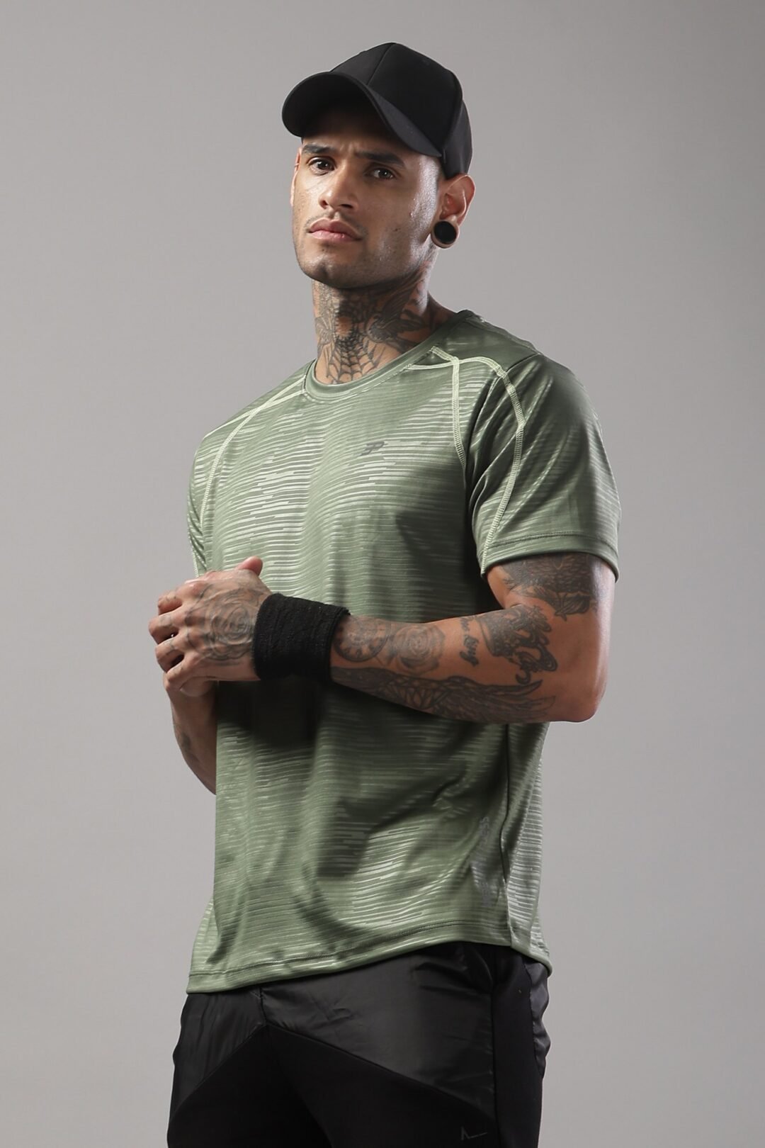 Mens Emboss Texture Tee-Grape Green