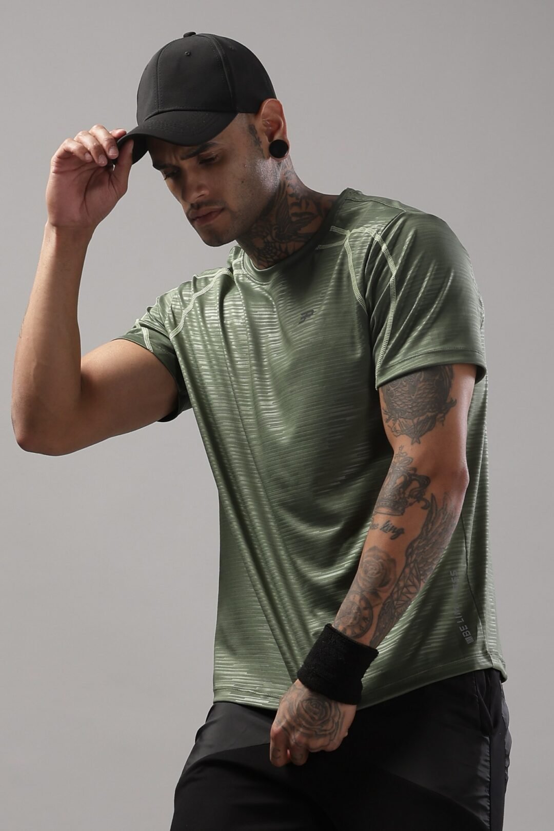 Mens Emboss Texture Tee-Grape Green - Image 3