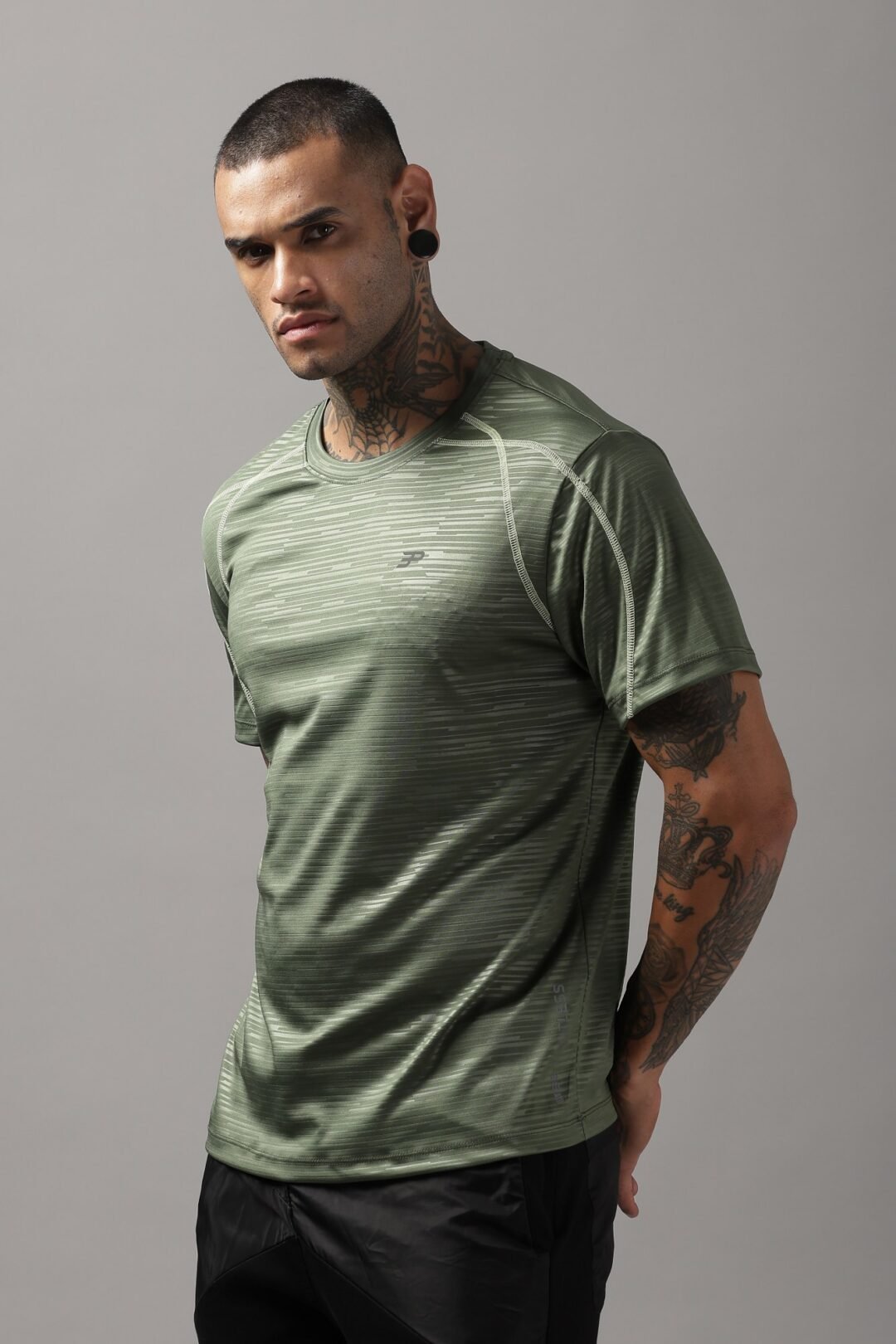 Mens Emboss Texture Tee-Grape Green - Image 11