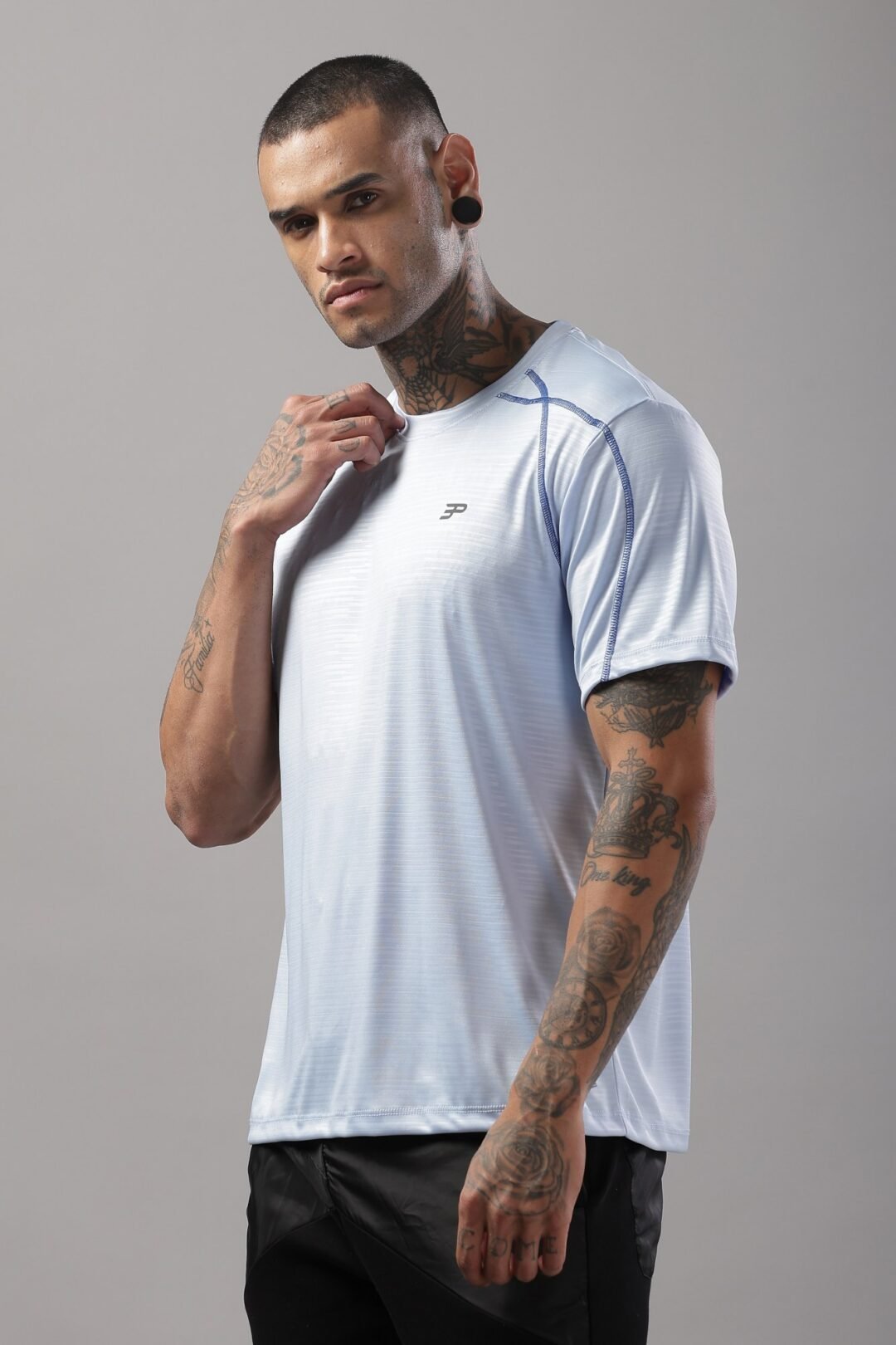 Mens Emboss Texture Tee-Sky Blue